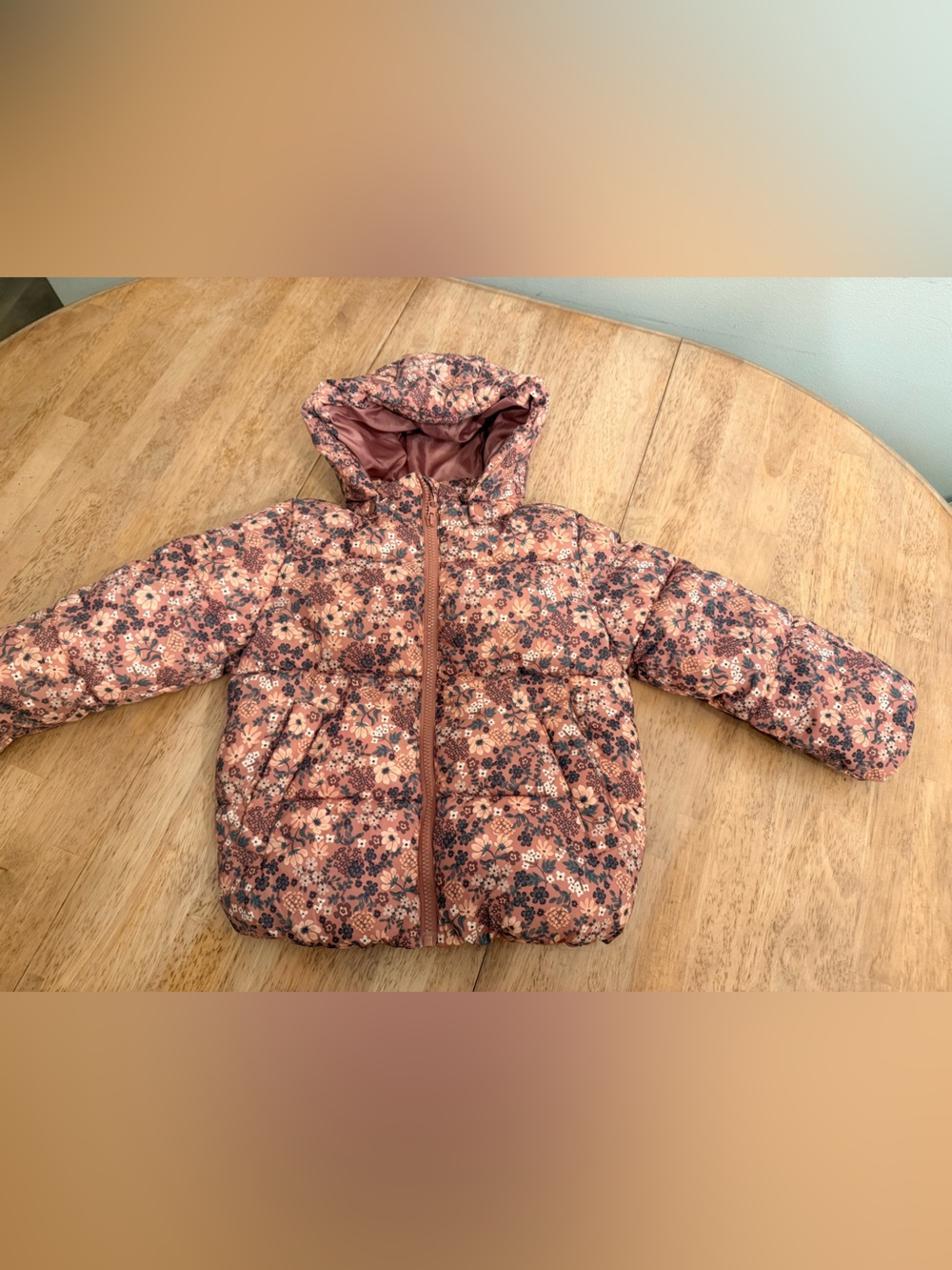 H&M Pink Floral Quilted Puffer Winter Jacket